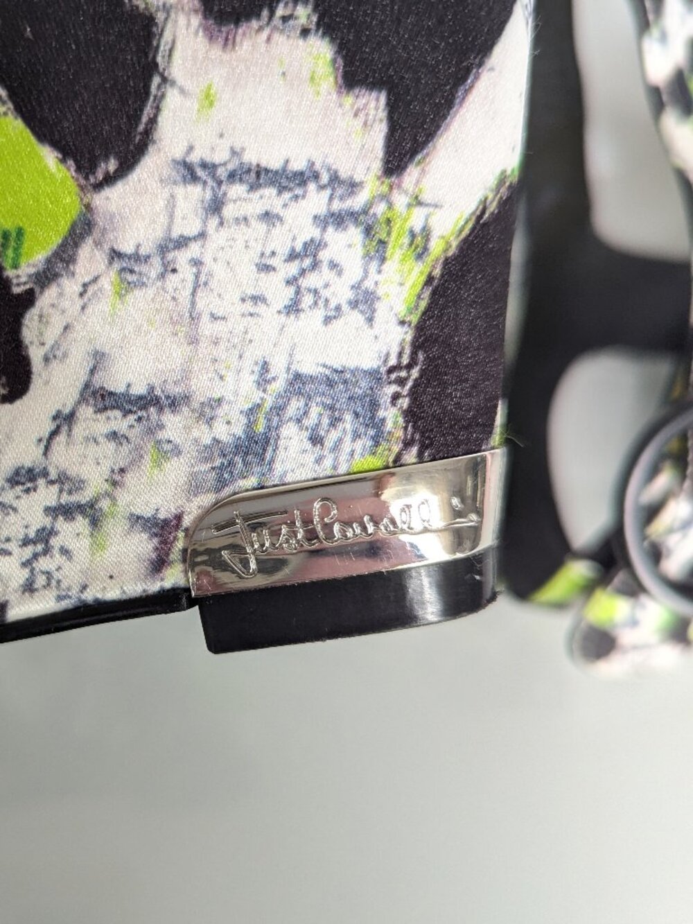 Just Cavalli Y2K Neon Black White Animal Print Open Toe Wedge Heels Size 38 - Picture 6 of 11
